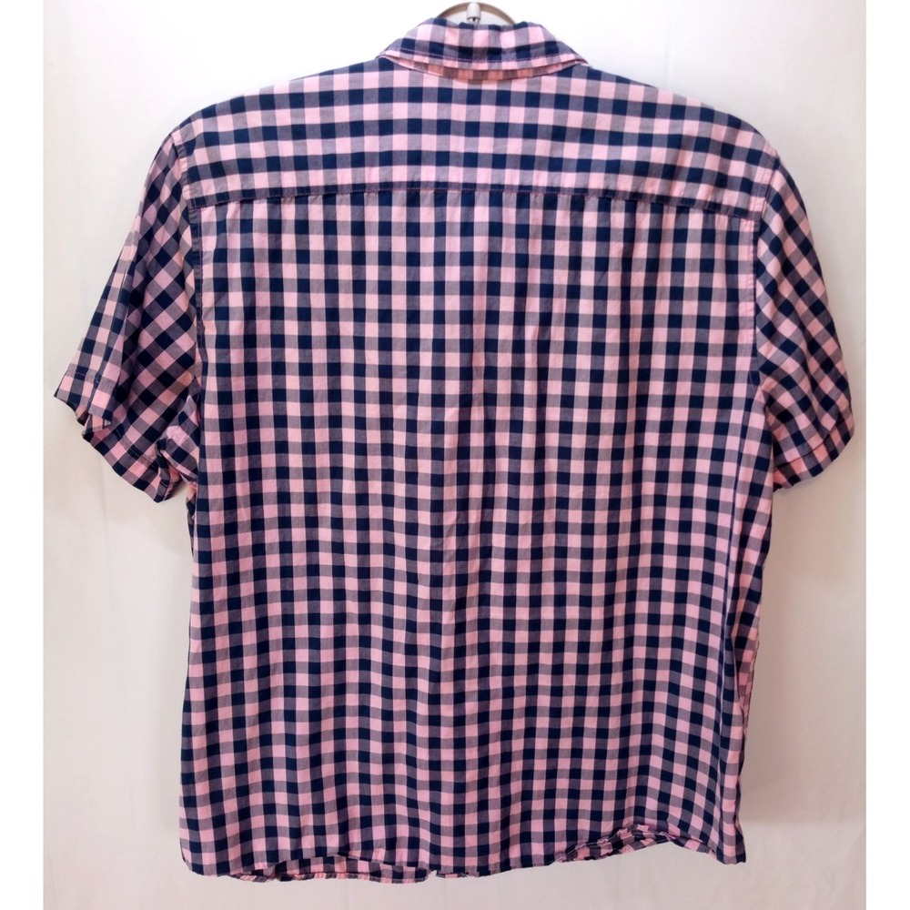 American Eagle Button Down Slim Fit Men's Shirt, XL Pink & Blue Check - Picture 5 of 5